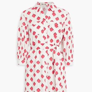 Diane Von Furstenberg Womens Paige Cube Race Belted Shirt Dress Sz 2 New
